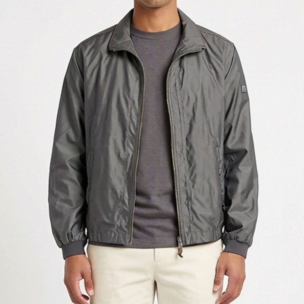 Nwot! Bugatti Houndstooth Pattern Nylon Light Weight Windbreaker Jacket